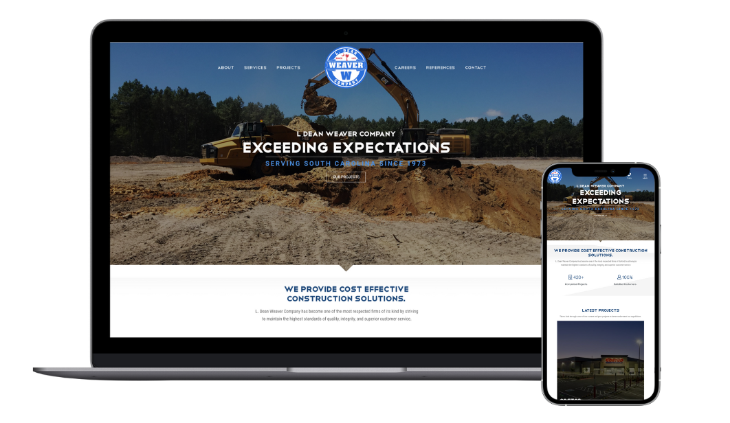 l dean weaver website mockup with a laptop and phone screen