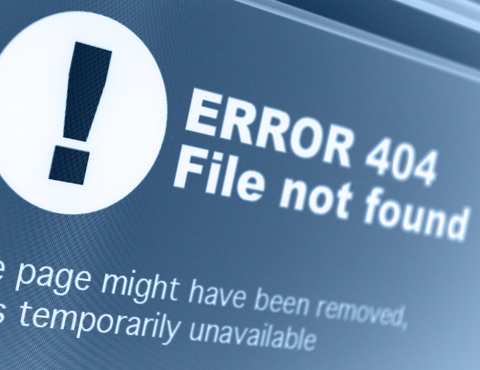 Picture of a 404 error on computer